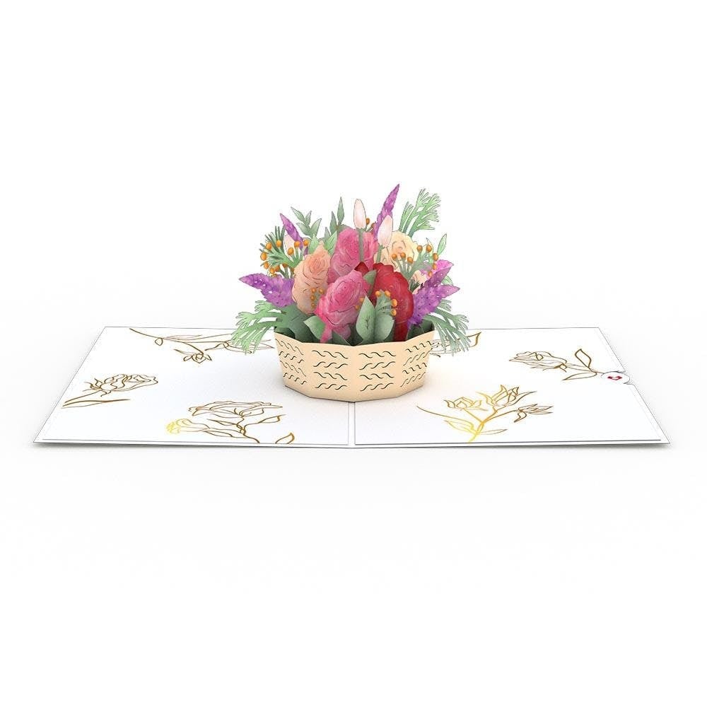 Pink Rose Basket Lovepop card